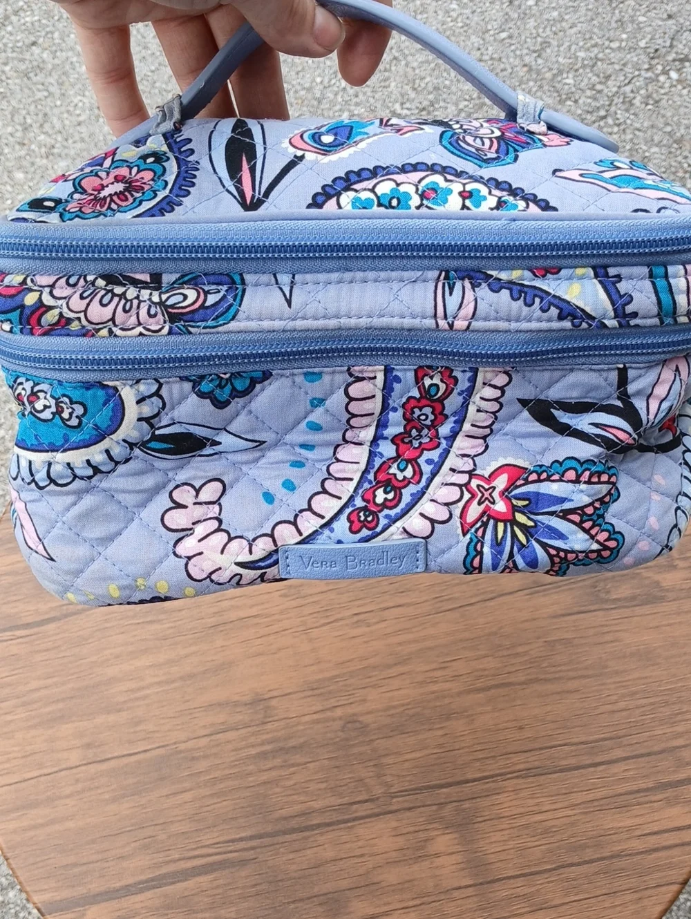 Vera Bradley Light Blue Paisley Quilted Cosmetic Case